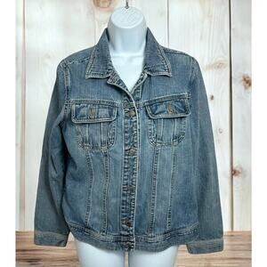 Vintage Y2K Old Navy Trucker Denim Jacket Sz M Light Blue Jean Wash